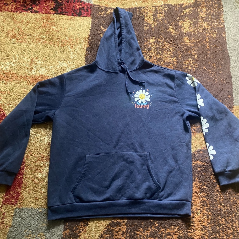 Navy blue and white daisy hoodie